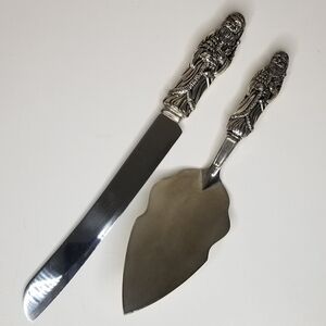 Godinger Silver Plated Santa Cake Knife Cake Server Set